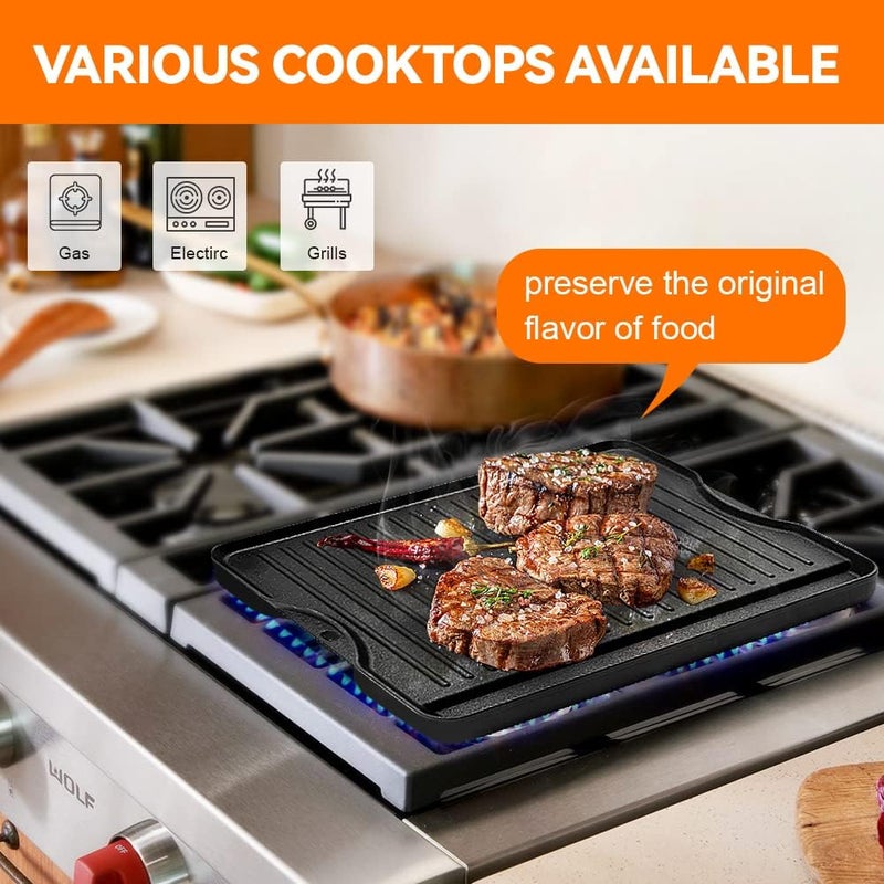 GGC Reversible Cast Iron Grill Griddle for All Camp Chef 14" and 16" Stoves, Double Side Griddle for Camp Chef Explorer 2-Burner, 3-Burner, Single Burner Stove, Cooking Surface 14" x 16" - Image 4